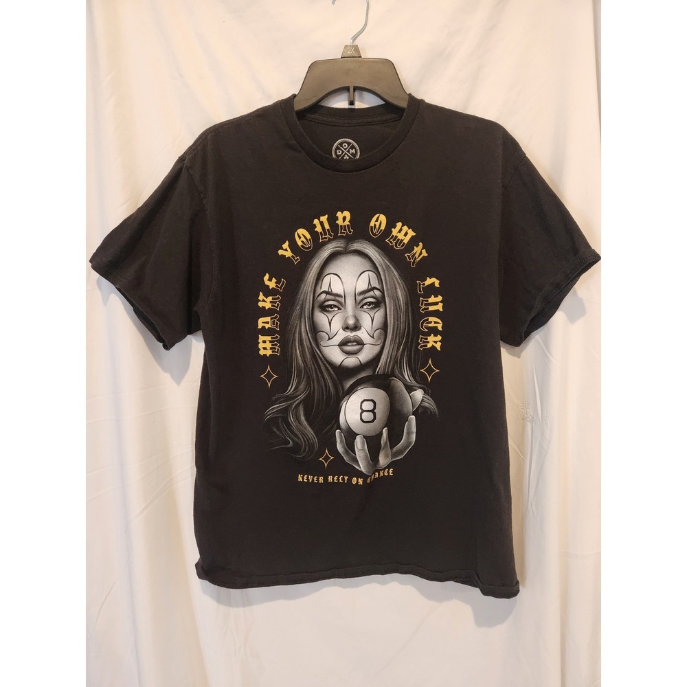 Dope Skillz Matter Make Your Own Luck Graphic T-Shirt Black L Tattoo Art 8-Ball